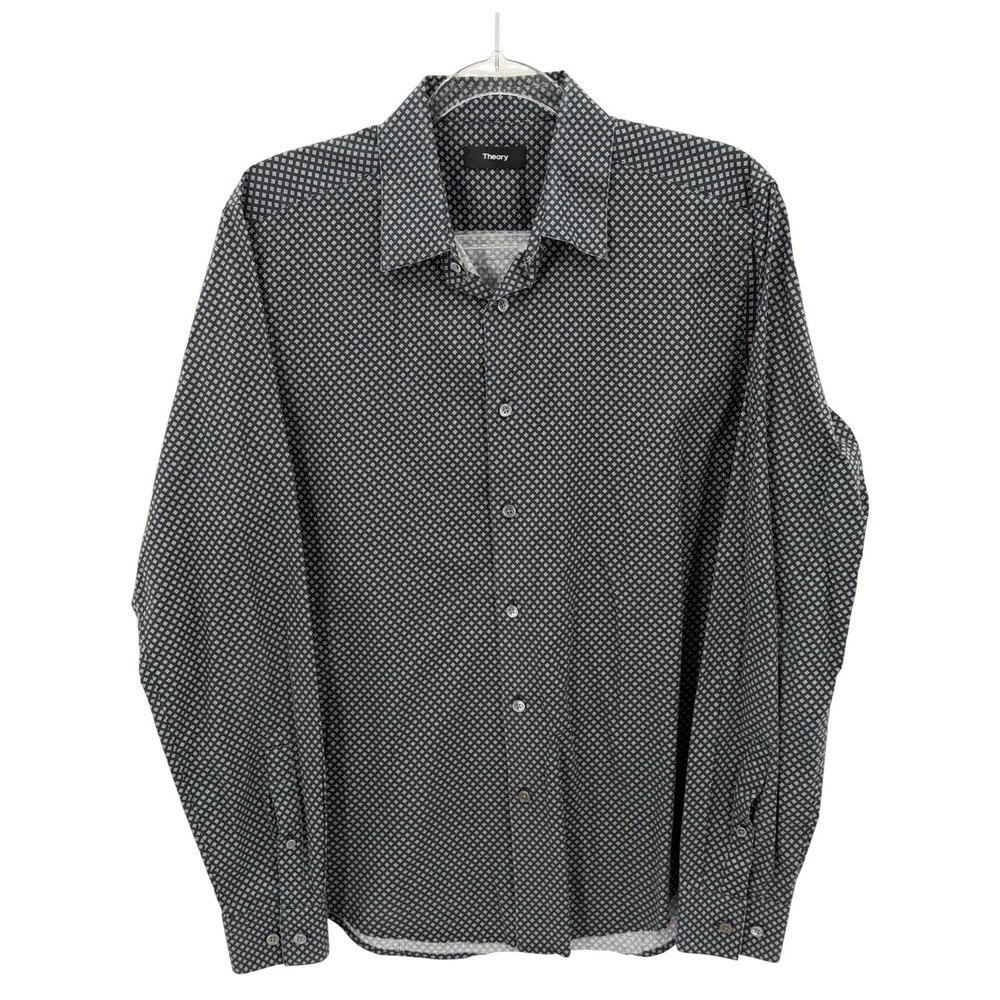 Theory Dress Shirt Men Small Navy Sylvain Kessler Button Up Stretch Work Preppy